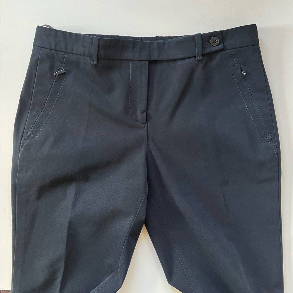Boss by Hugo Boss navy polyester stovepipe trousers. Sz 6